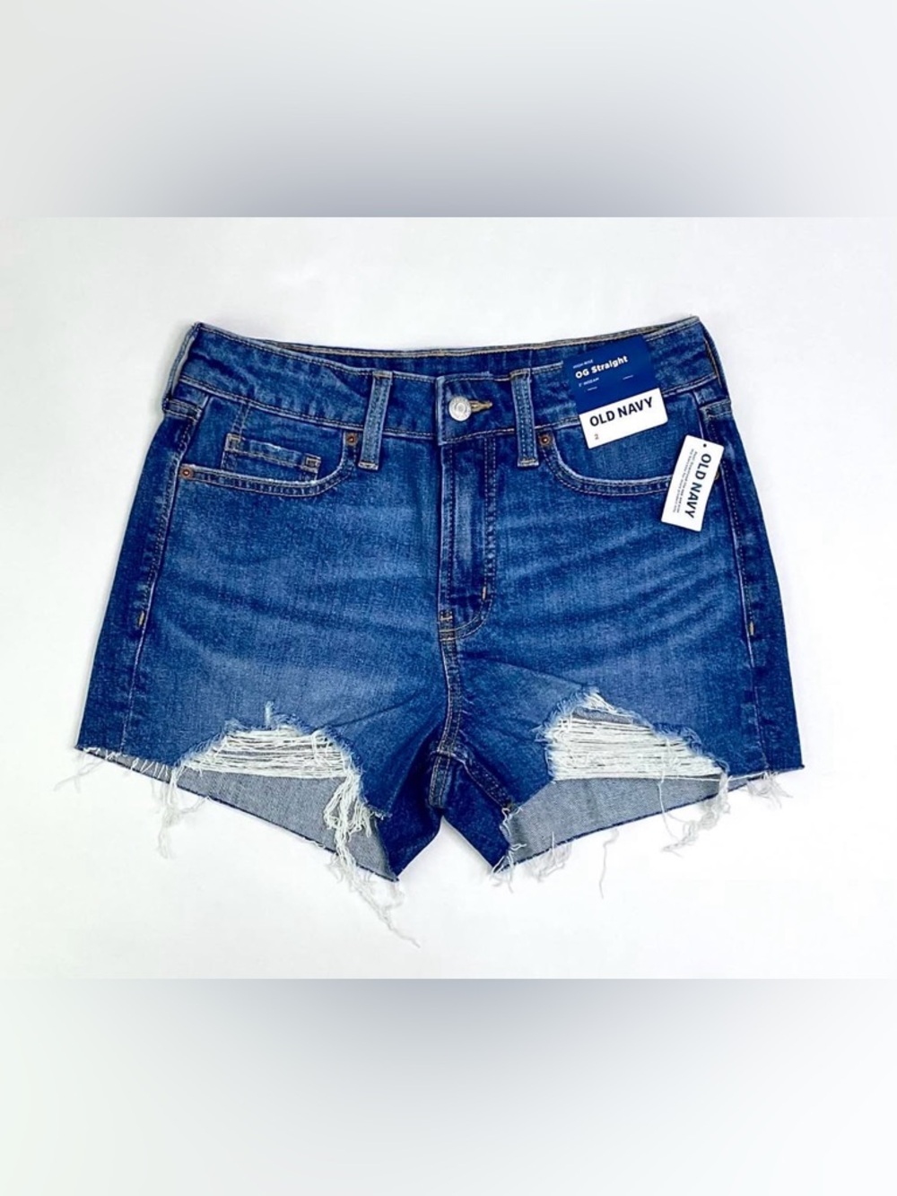 Distressed High-Rise OG Denim Shorts NWOT